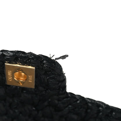 Chanel Raffia Effect Medium Tweedy Flap Bag Black White 12 of 14