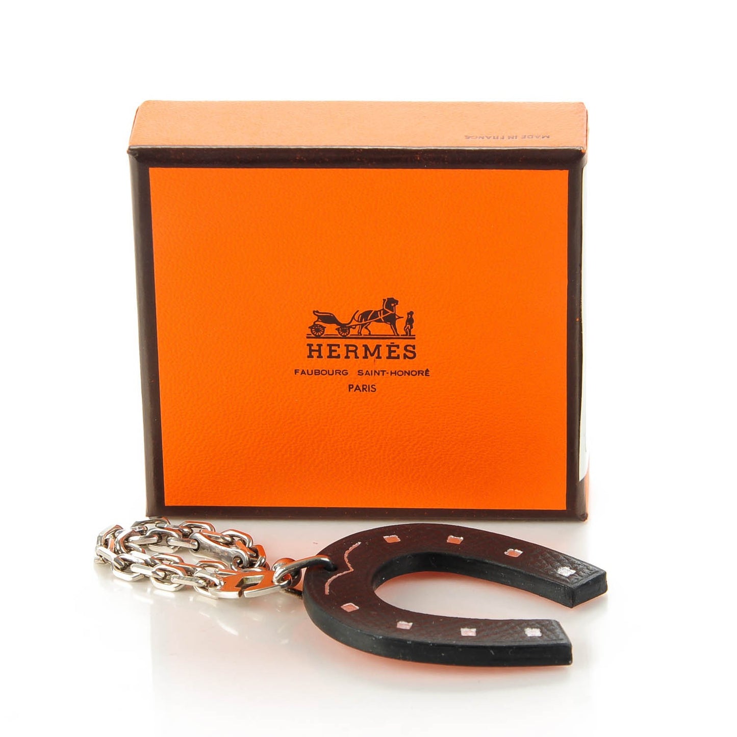 Epsom Lucky Horseshoe Bag Charm Graphite Orange