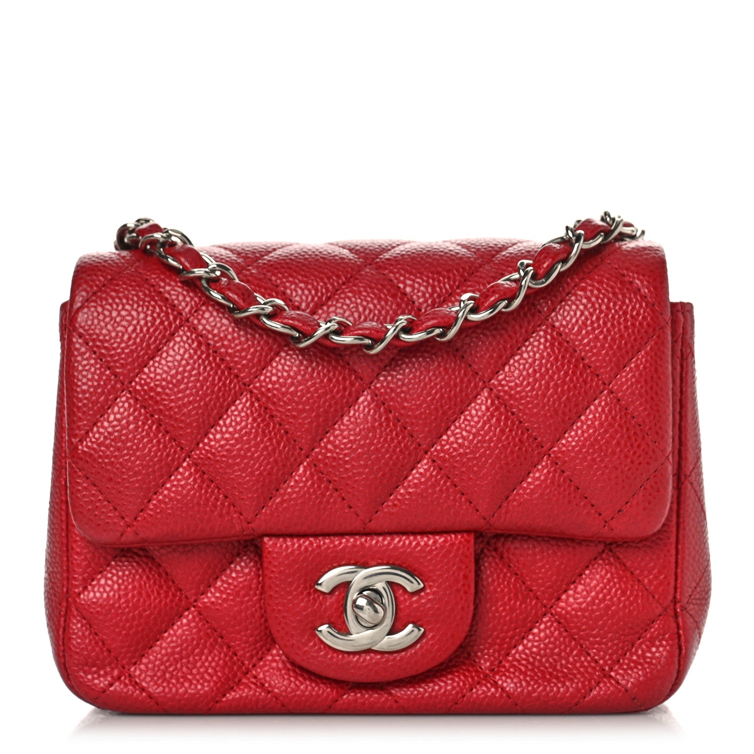 Chanel Caviar Quilted Mini Square Flap Red 1 of 10