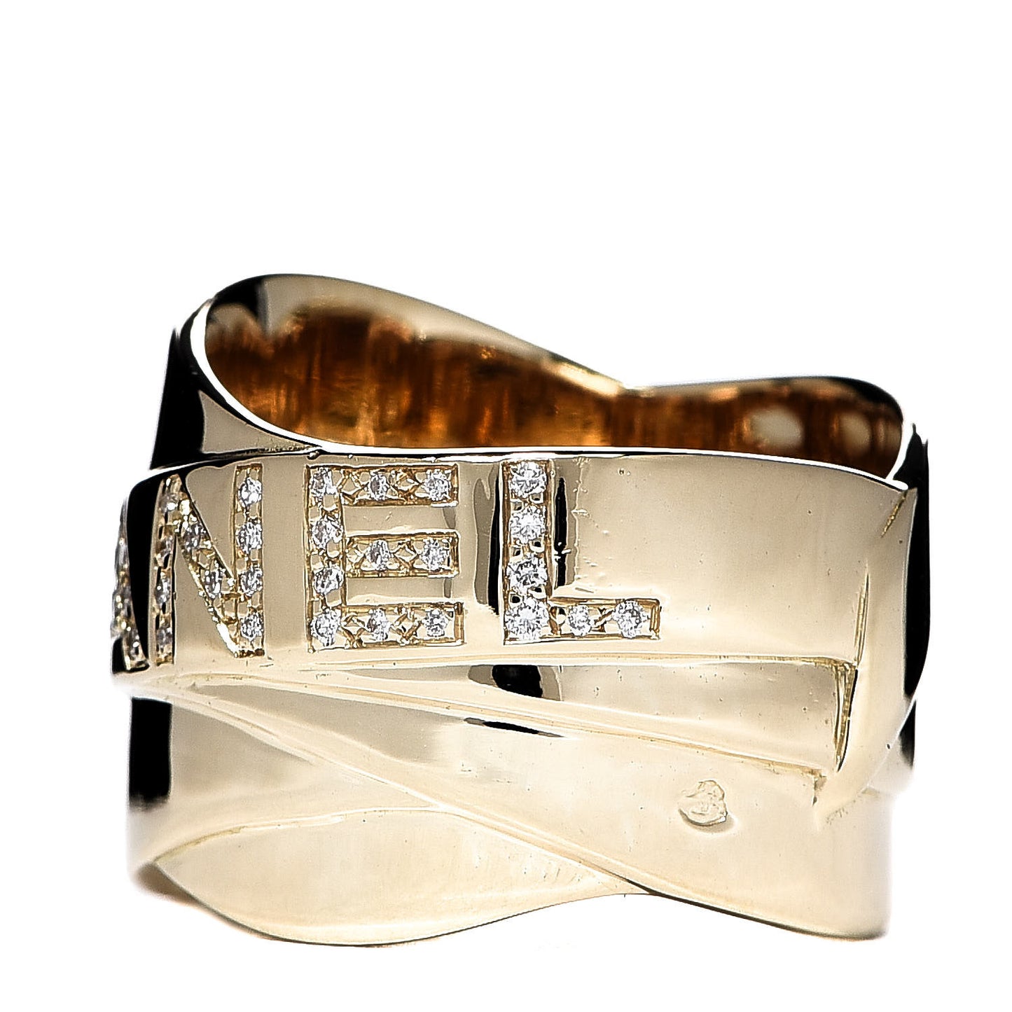 18K Yellow Gold Diamond Bolduc Ring 49 4.75