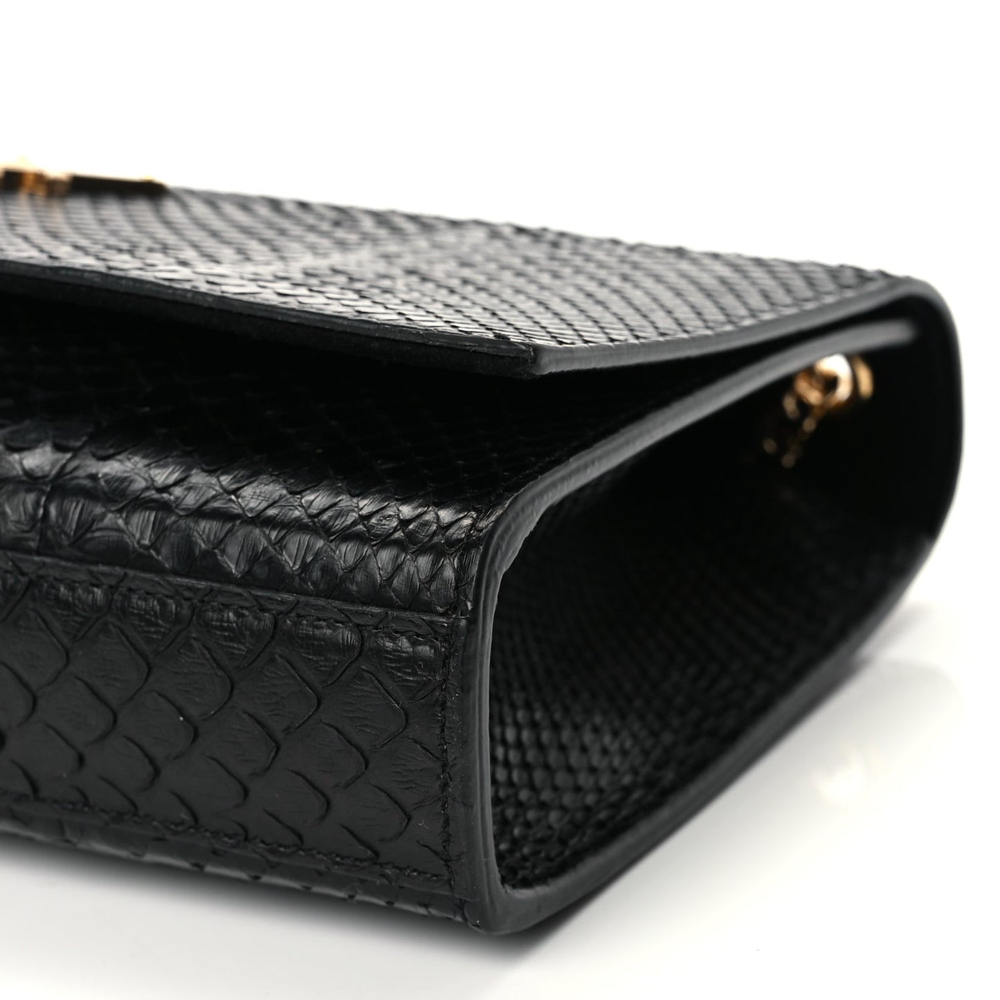 Snakeskin Medium Classic Monogram Kate Tassel Satchel Black