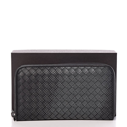 Bottega Veneta Nappa Intrecciato Gradient Spotted Zip Around Wallet Black Gray 13 of 13