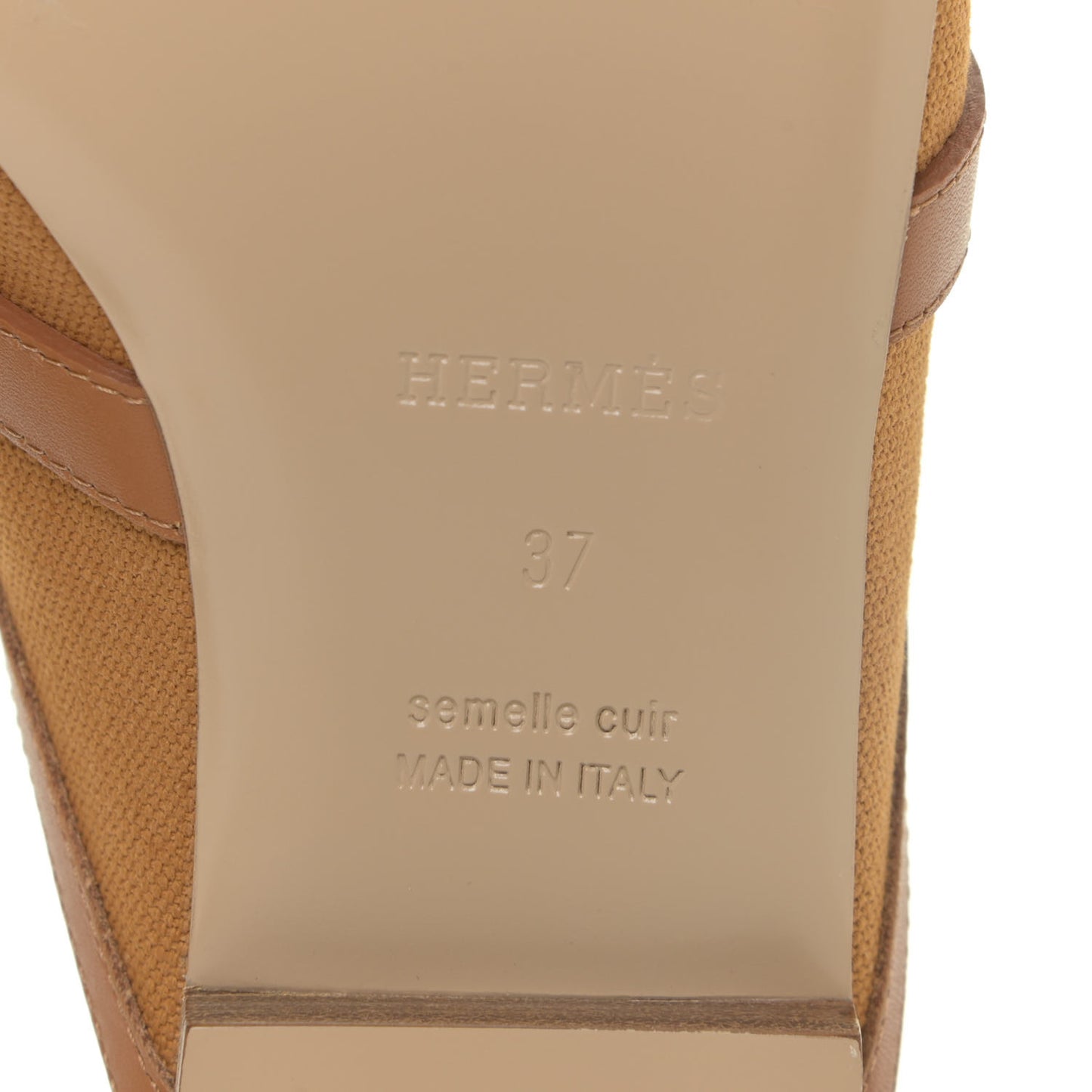 Cotton Canvas Calfskin Oz Mules 37 Naturel Beige Dore