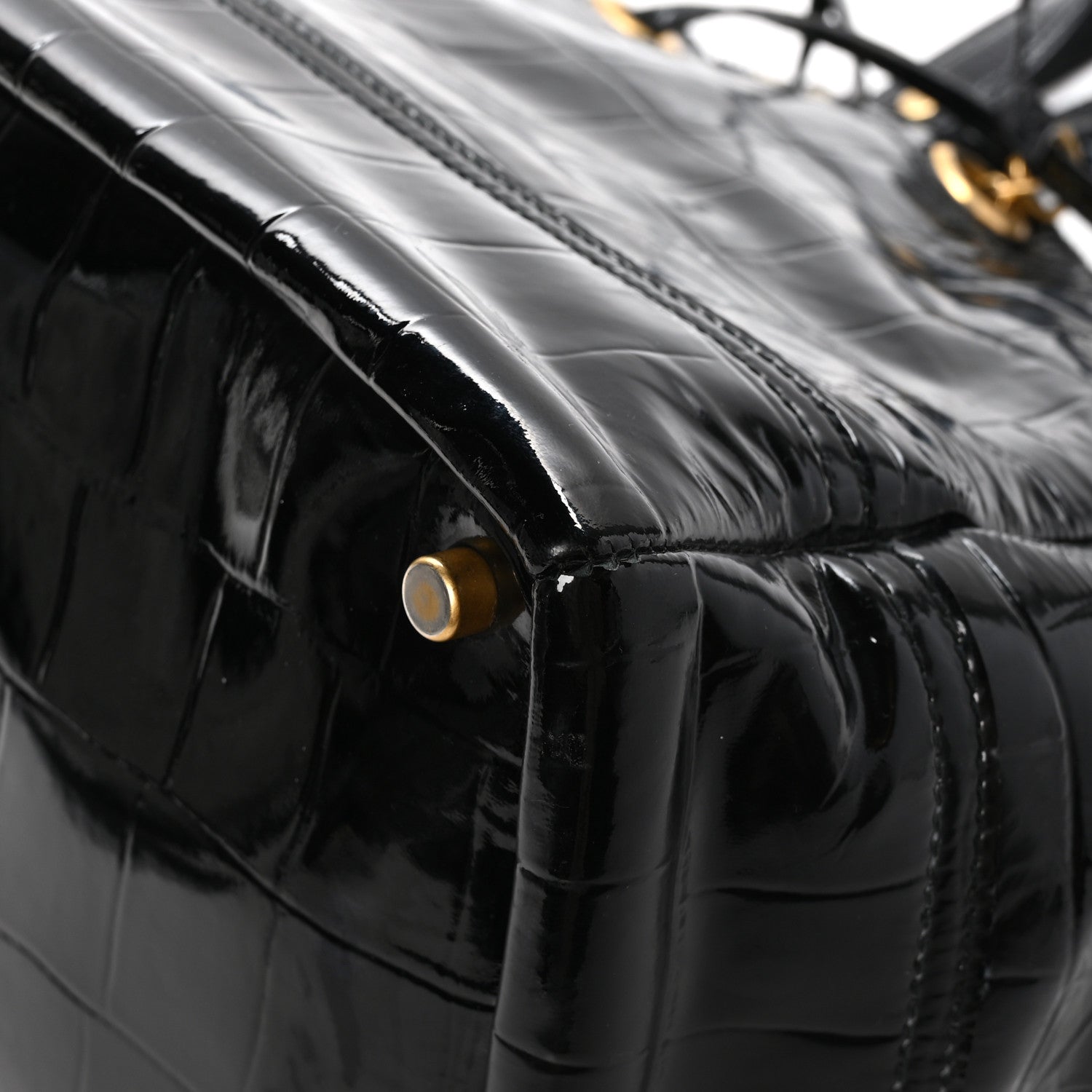 Saint Laurent Patent Croc Overseas Tote Black 11 of 13