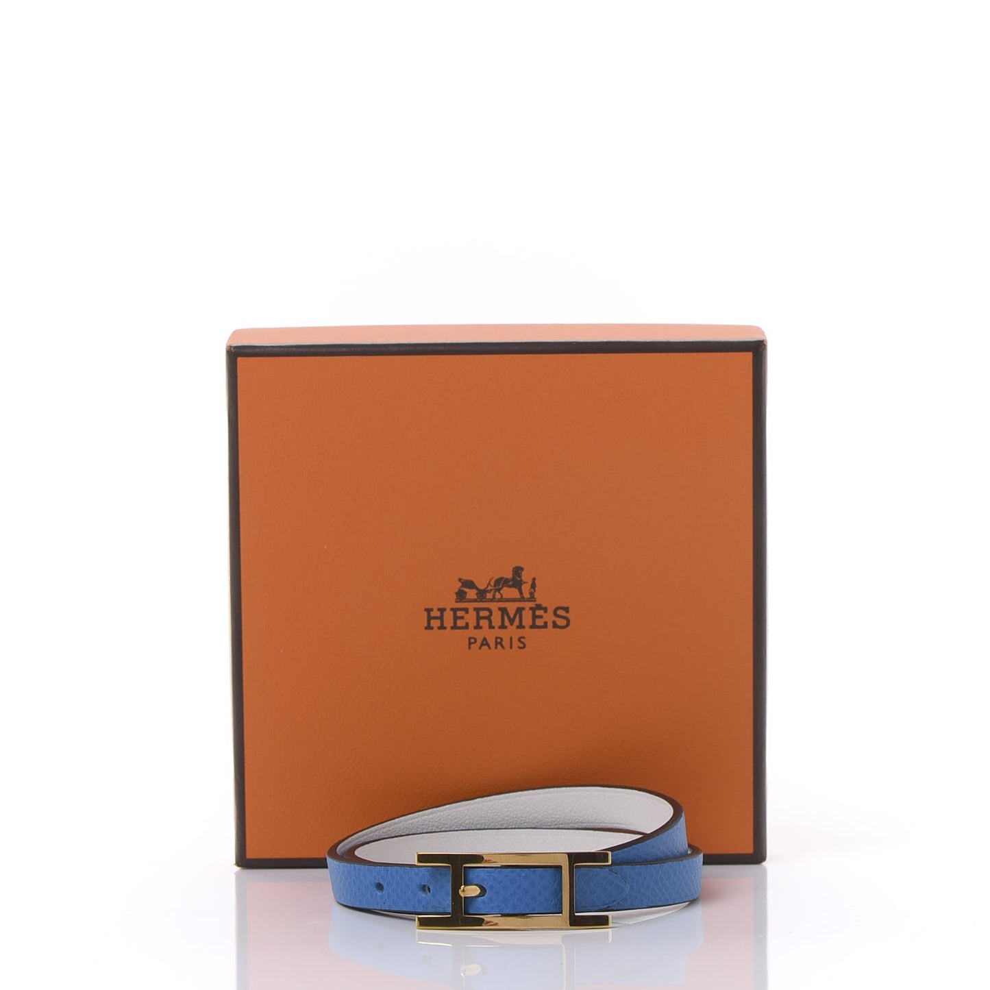 Epsom Swift Behapi Double Tour Bracelet S Bleu Hydra White