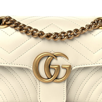 Gucci Calfskin Matelasse Mini GG Marmont Shoulder Bag White 6 of 8