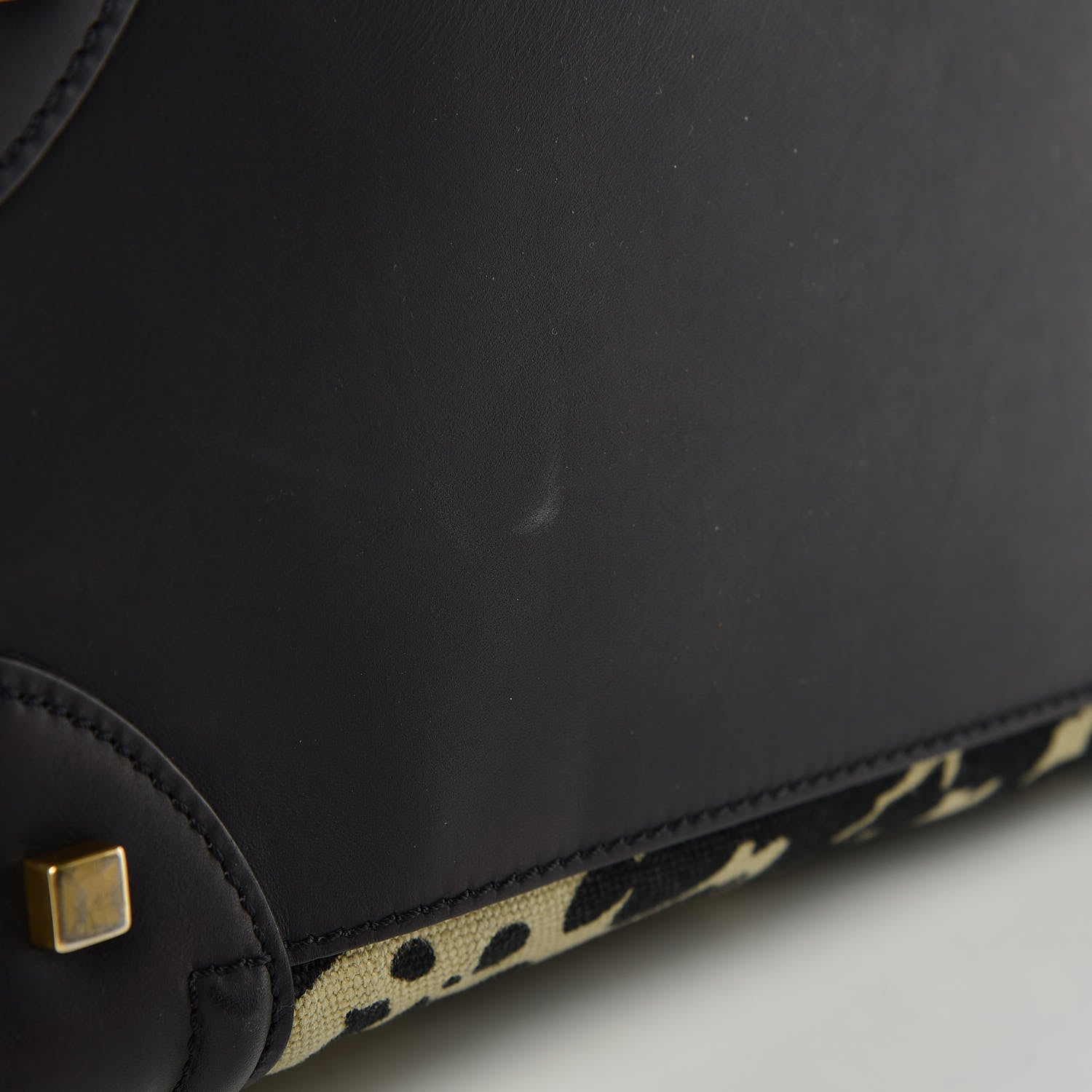 Celine Canvas Smooth Calfskin Leopard Print Mini Luggage Black 11 of 13
