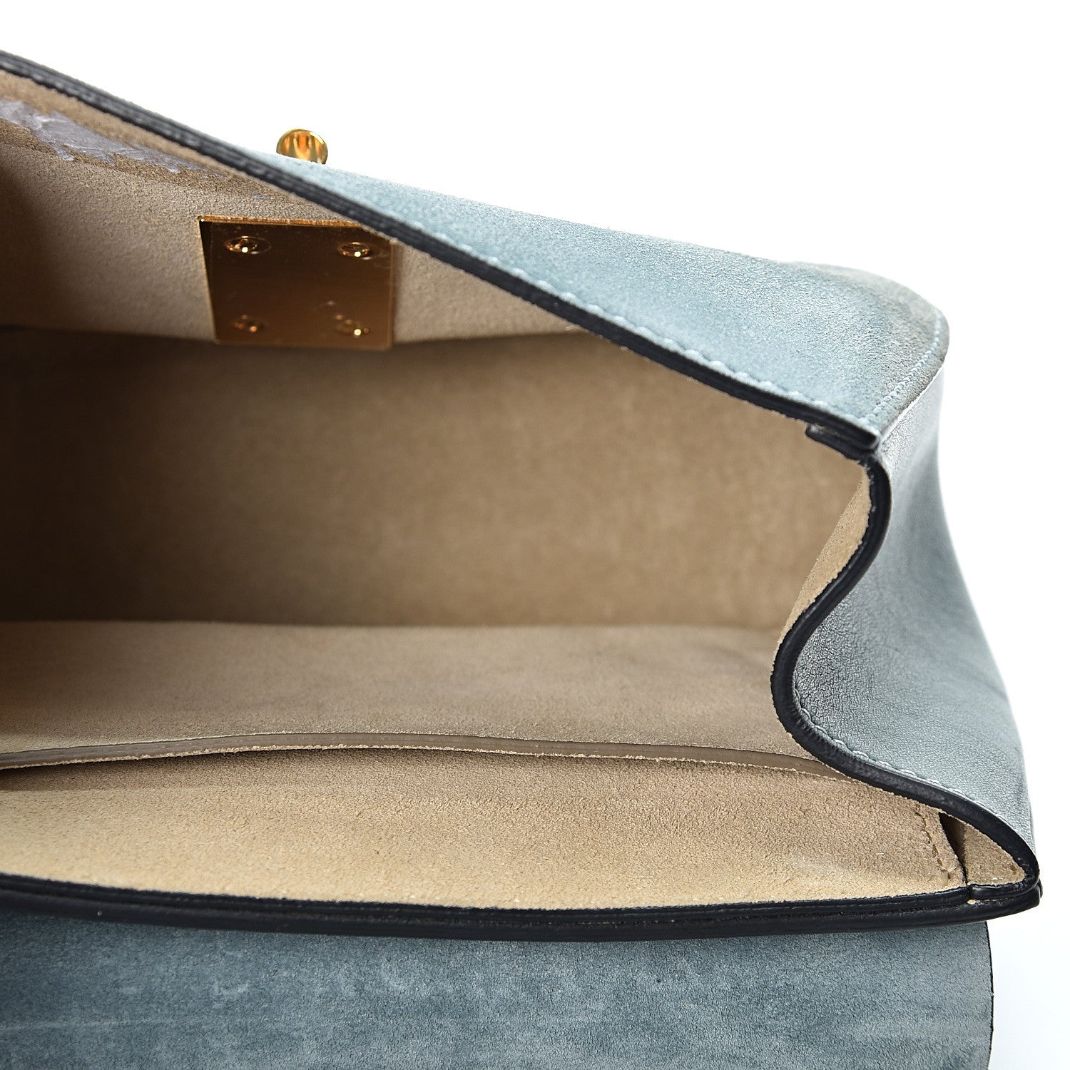 Chloe Suede Smooth Calfskin Mini Drew Shoulder Bag Cloudy Blue 4 of 11