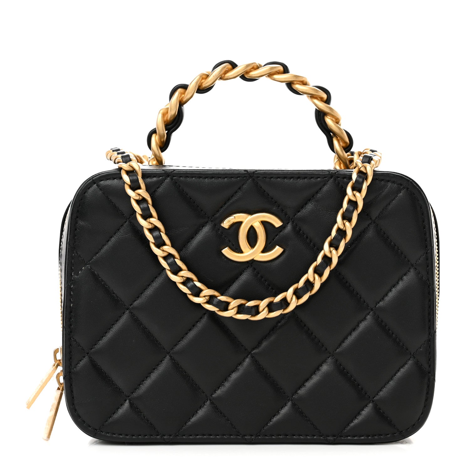 Chanel Lambskin Quilted Top Handle Small Vanity Case Black 1 of 12