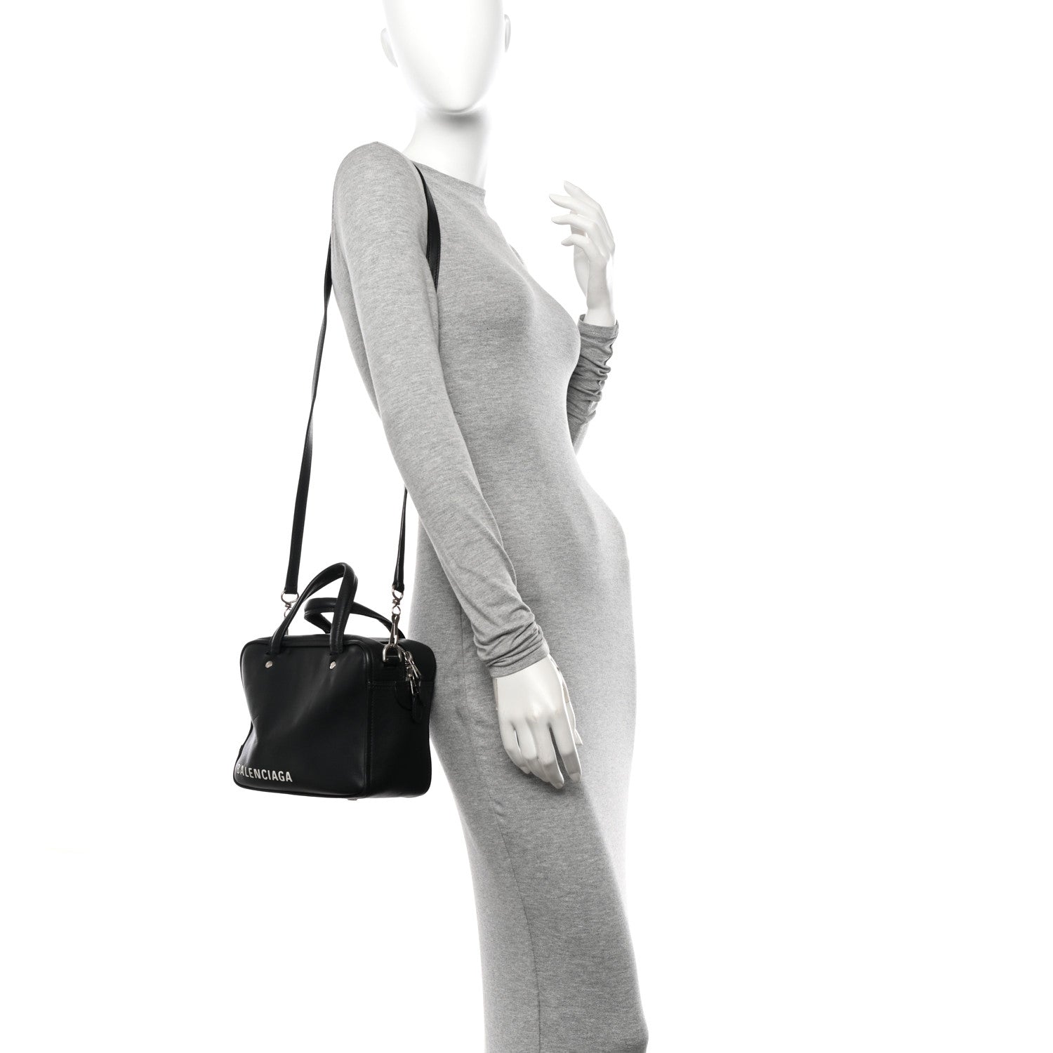 Balenciaga Shiny Day Calfskin XS Triangle Square Bag Black 3 of 10