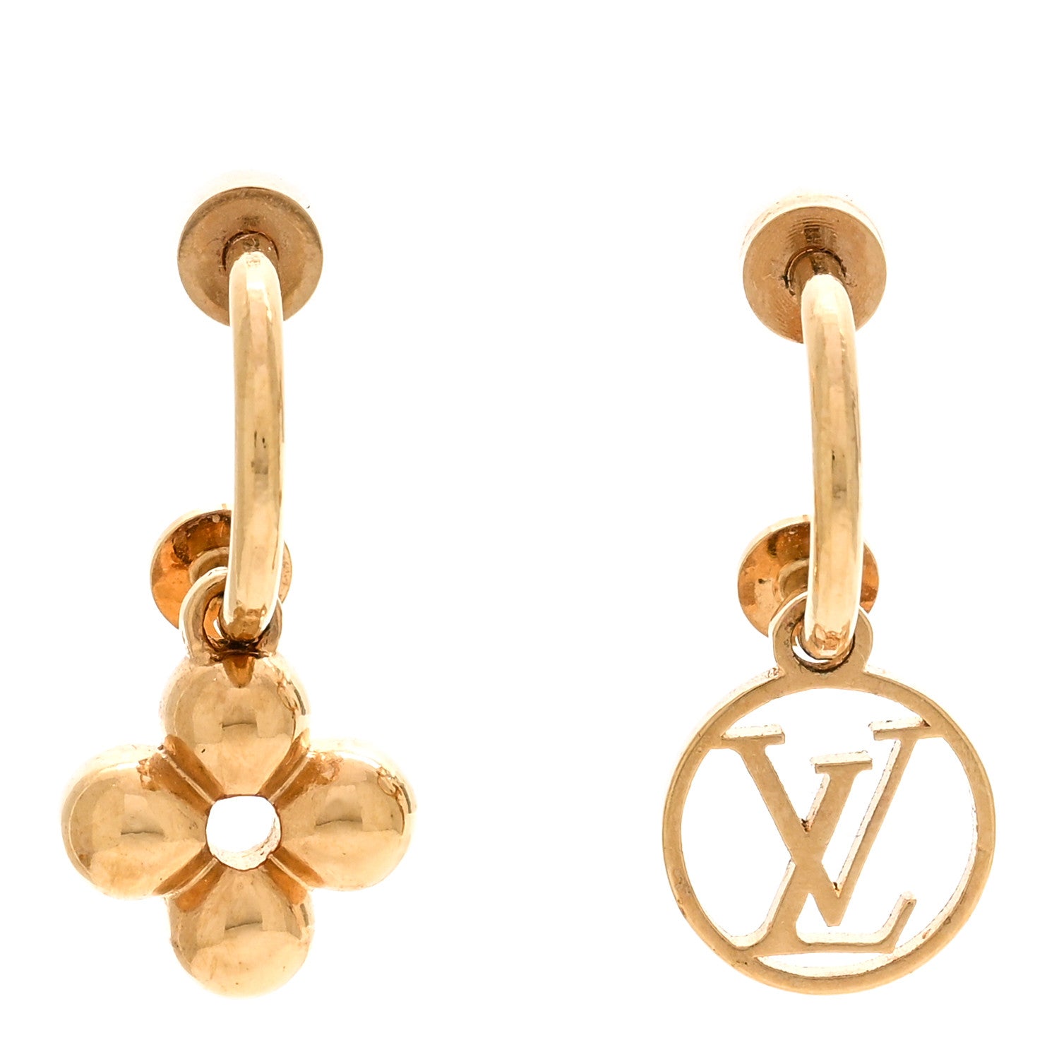 Louis Vuitton Brass Blooming Earrings Gold 1 of 5