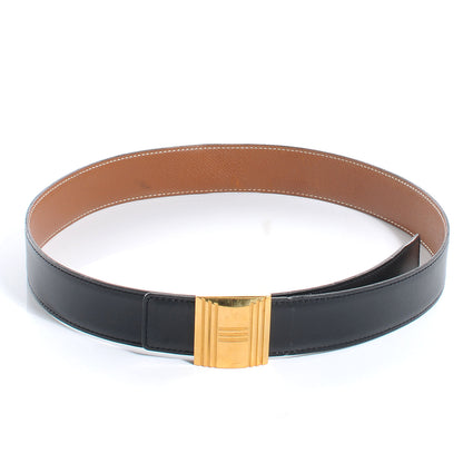 Hermes Togo Box Reversible Cadena 32mm H Belt Gold and Noir 75 1 of 6