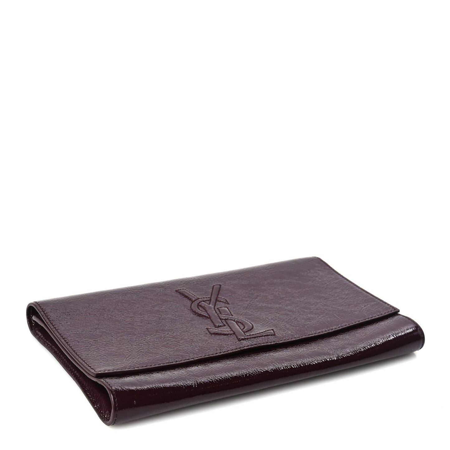 Textured Patent Monogram Large Belle De Jour Clutch Burgundy