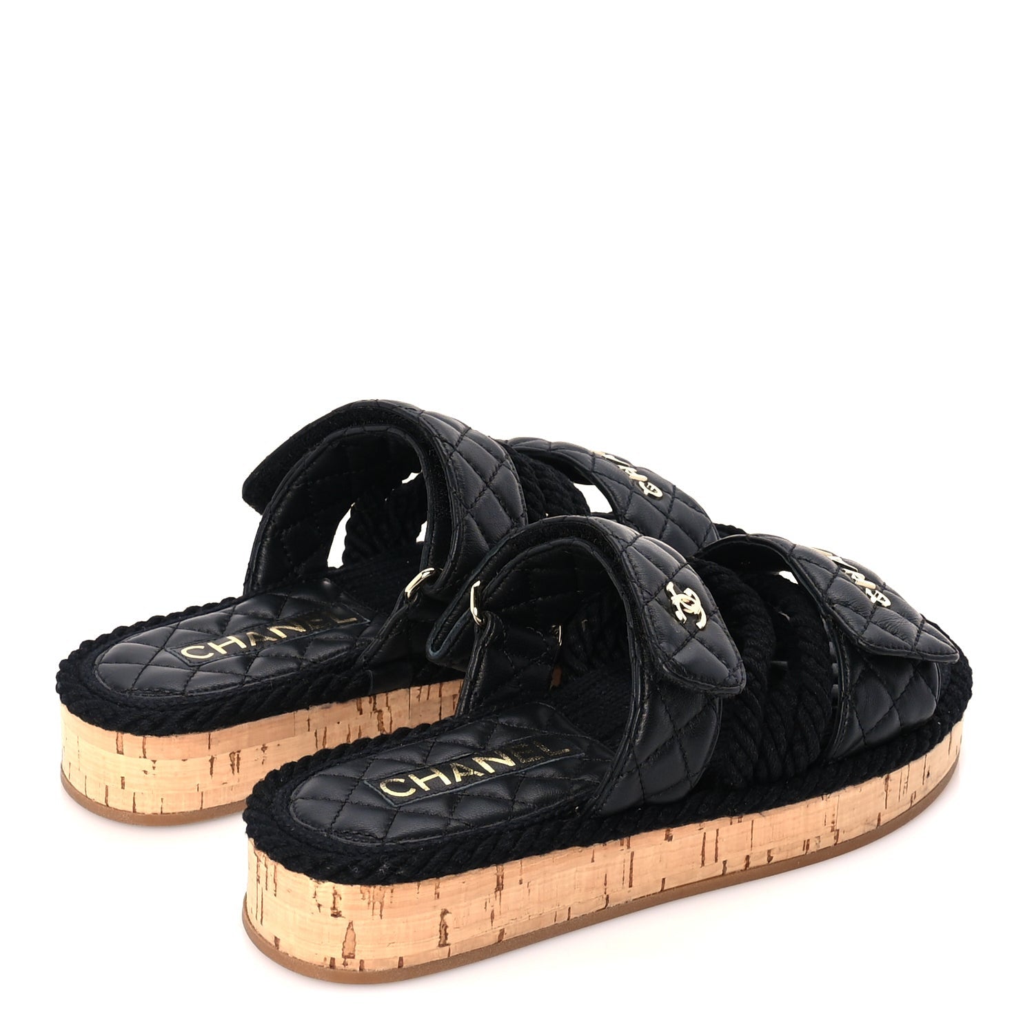 Chanel Cord Lambskin Quilted Logo Mules 36  Black 4 of 8