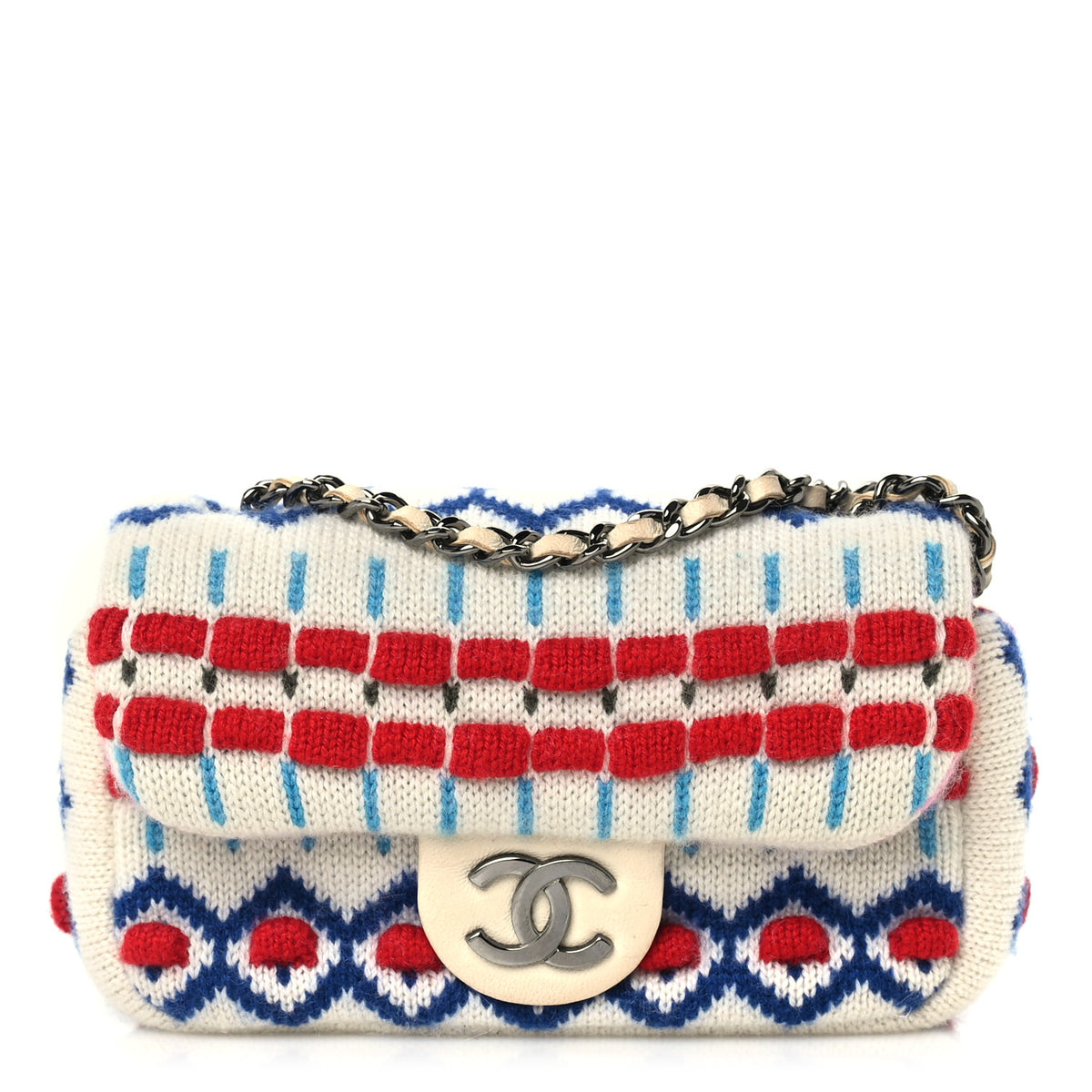 Chanel Cashmere Knit Extra Mini Single Flap White Multicolor 2 of 18