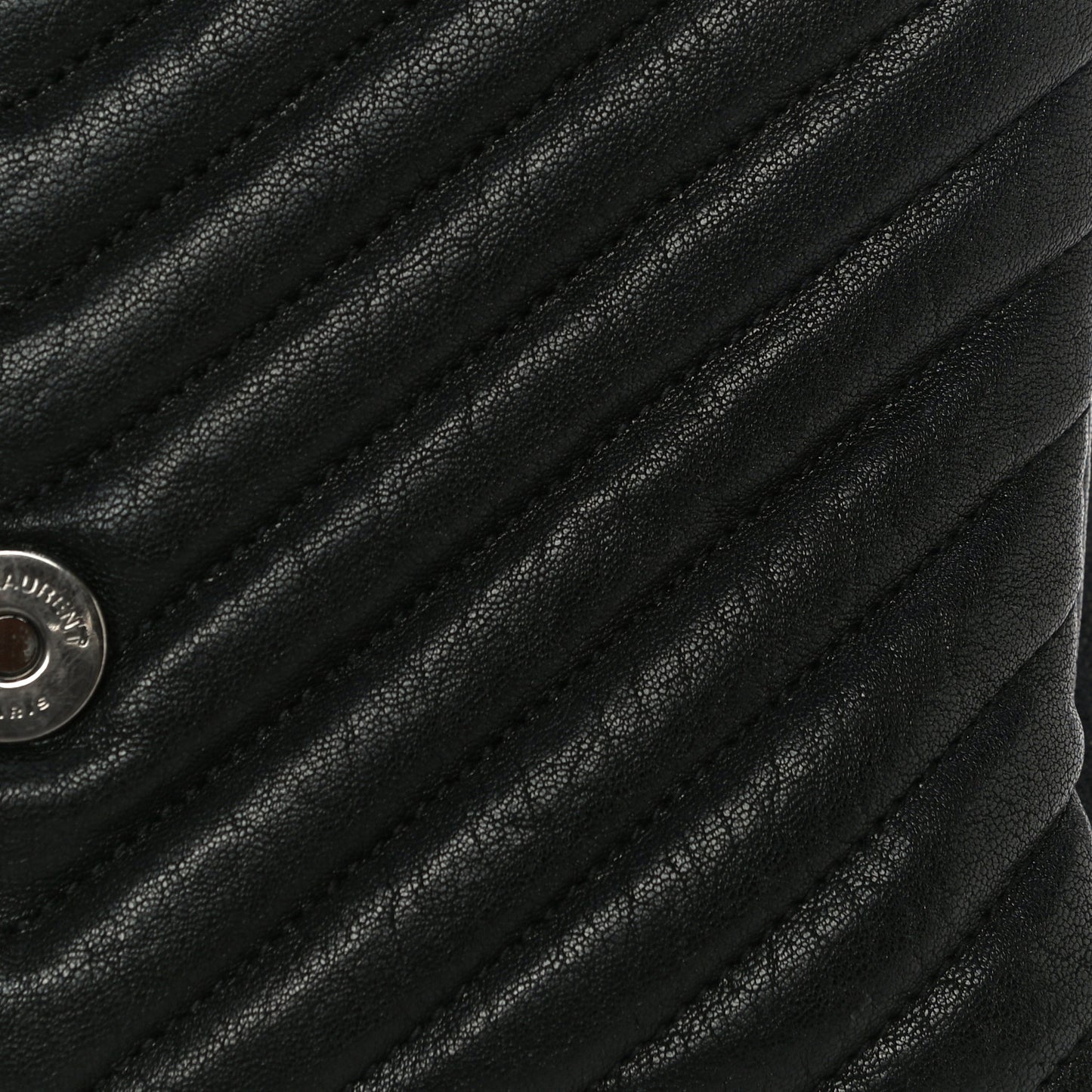 Sheepskin Matelasse Chevron Monogram Medium College Bag Black