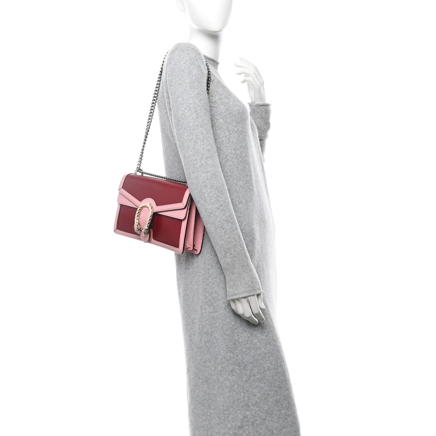 Azalea Calfskin Enamel Small Dionysus Shoulder Bag New Cherry Red Wild Rose Off White