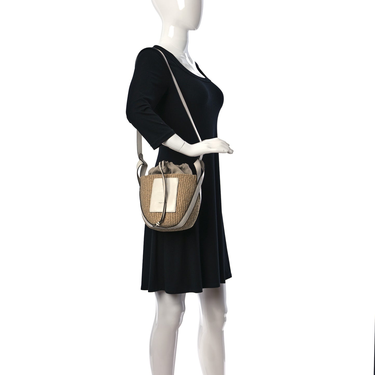 Raffia Calfskin Small Basket White