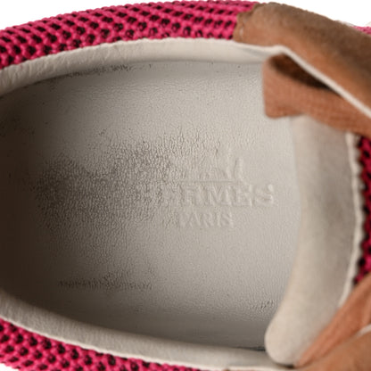 Hermes Air Mesh Suede Goatskin Bouncing Sneakers 38 Rose Multicolor 6 of 7