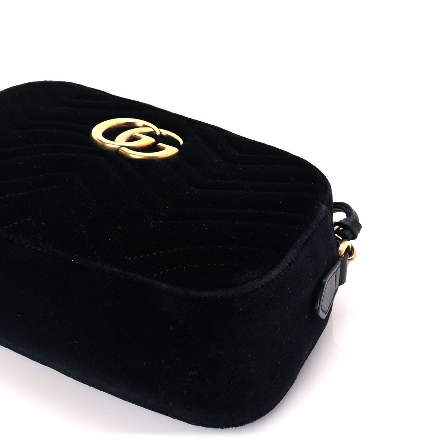 Gucci Velvet Matelasse Small GG Marmont Chain Shoulder Bag Black 8 of 8