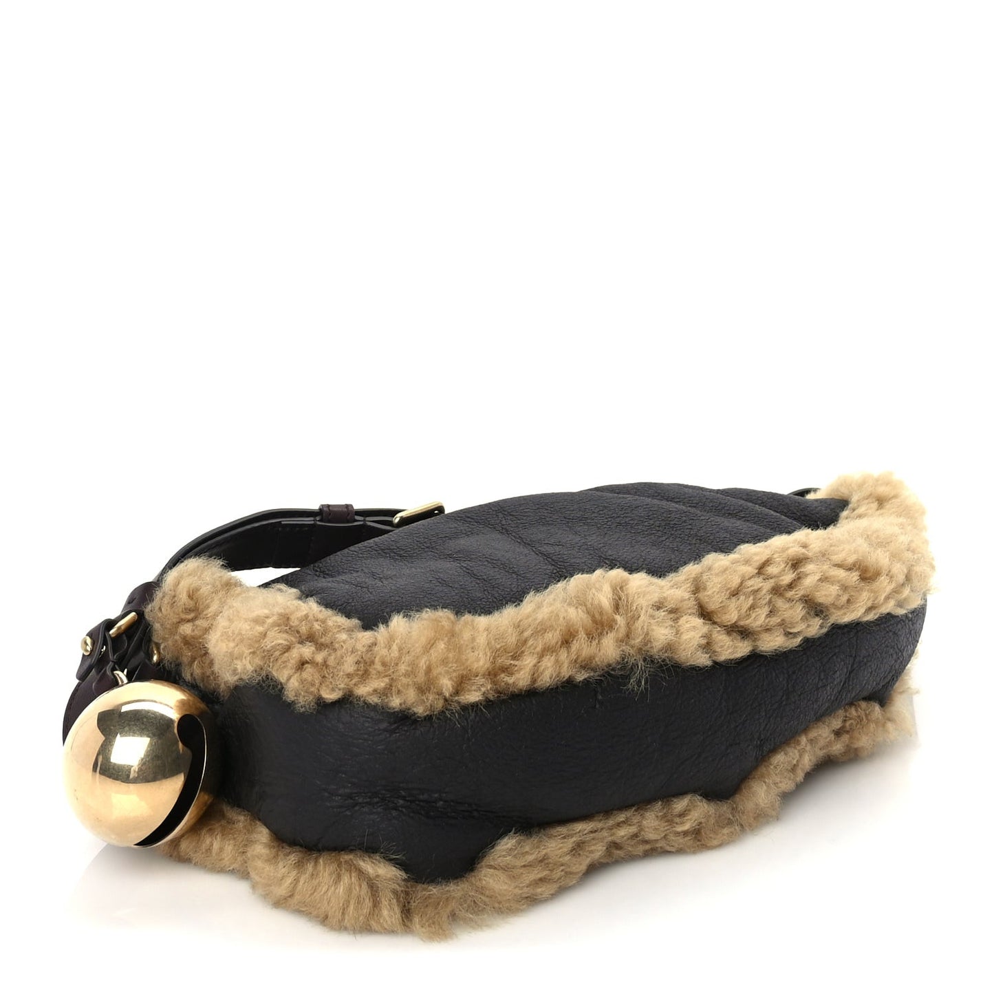 Shearling Small Shield Sling Bag Black
