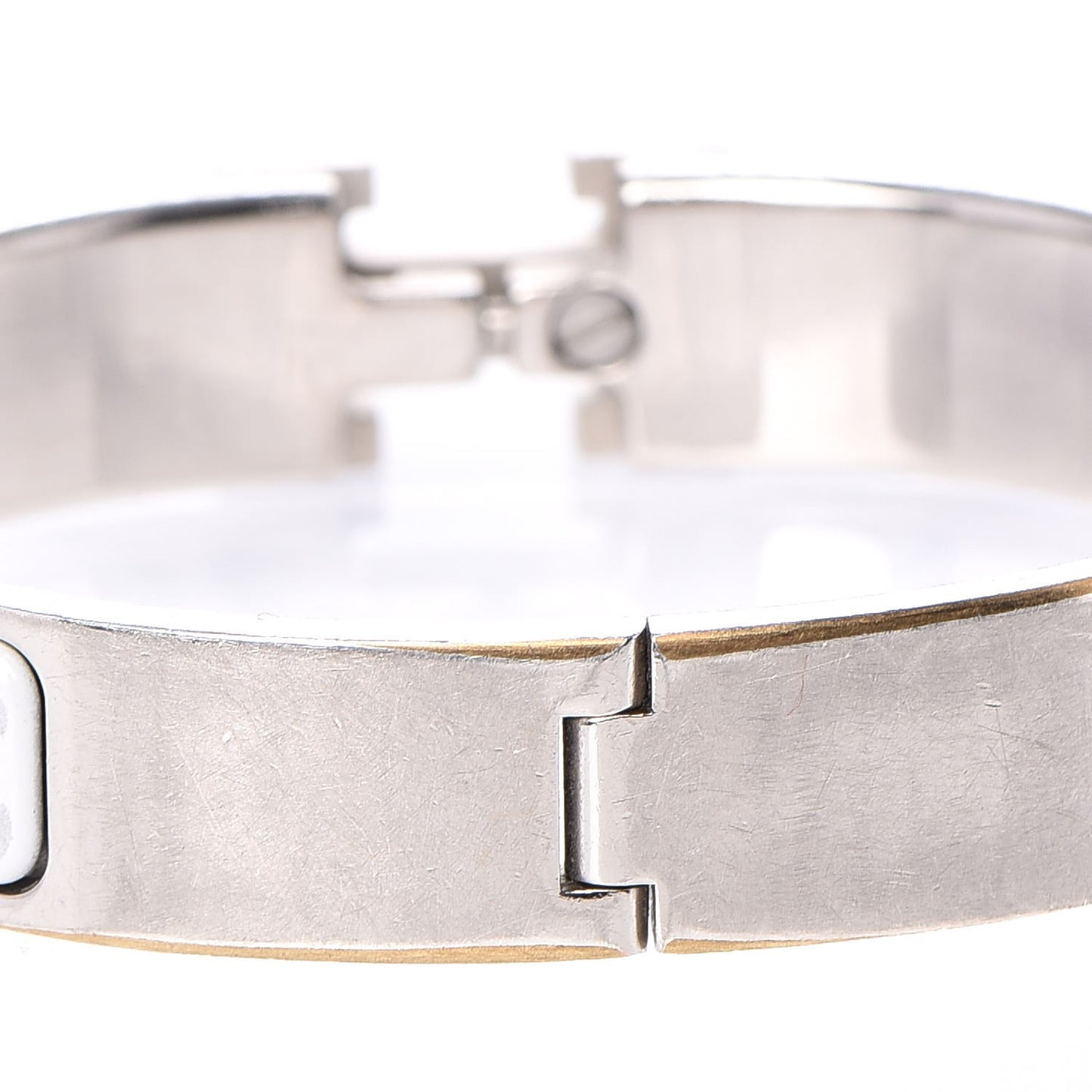 Enamel Narrow Clic Clac H Bracelet PM White