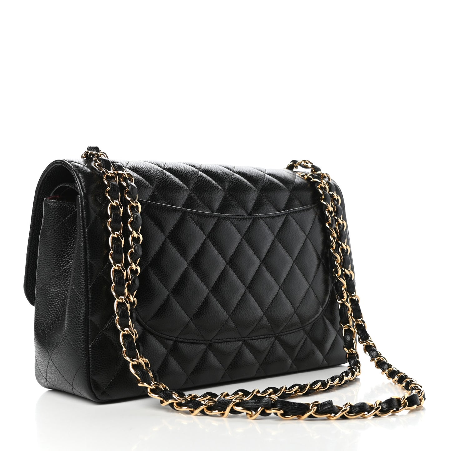 Caviar Quilted Jumbo Double Flap Black