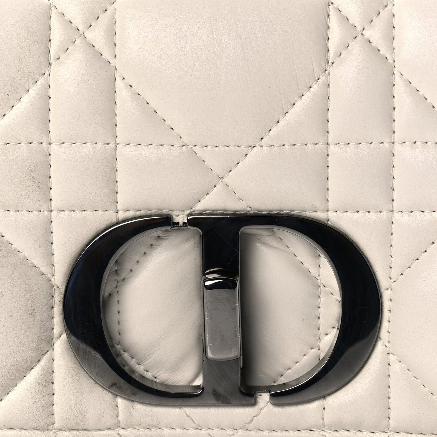 Calfskin Macrocannage Small Dior Caro Bag Ivory