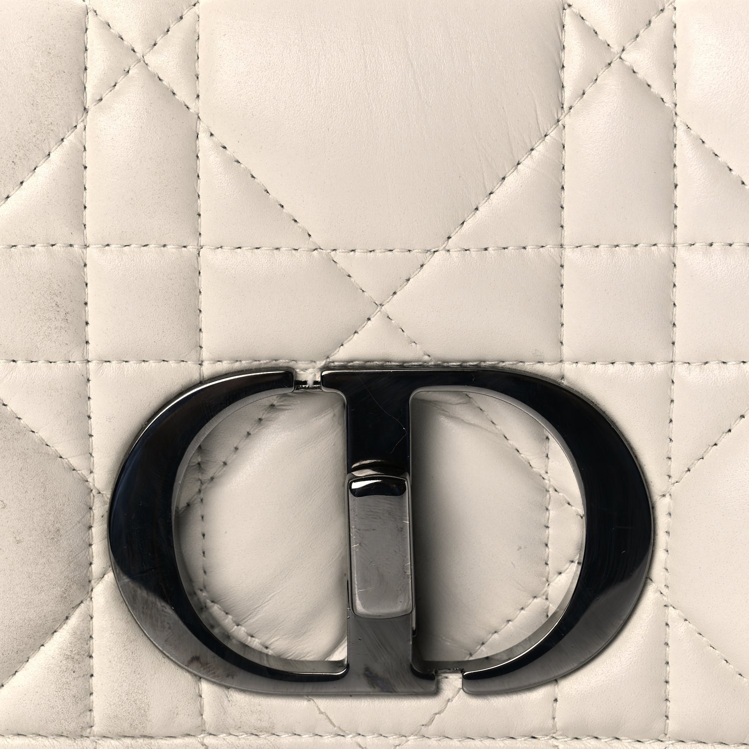 Christian Dior Calfskin Macrocannage Small Dior Caro Bag Ivory 7 of 9