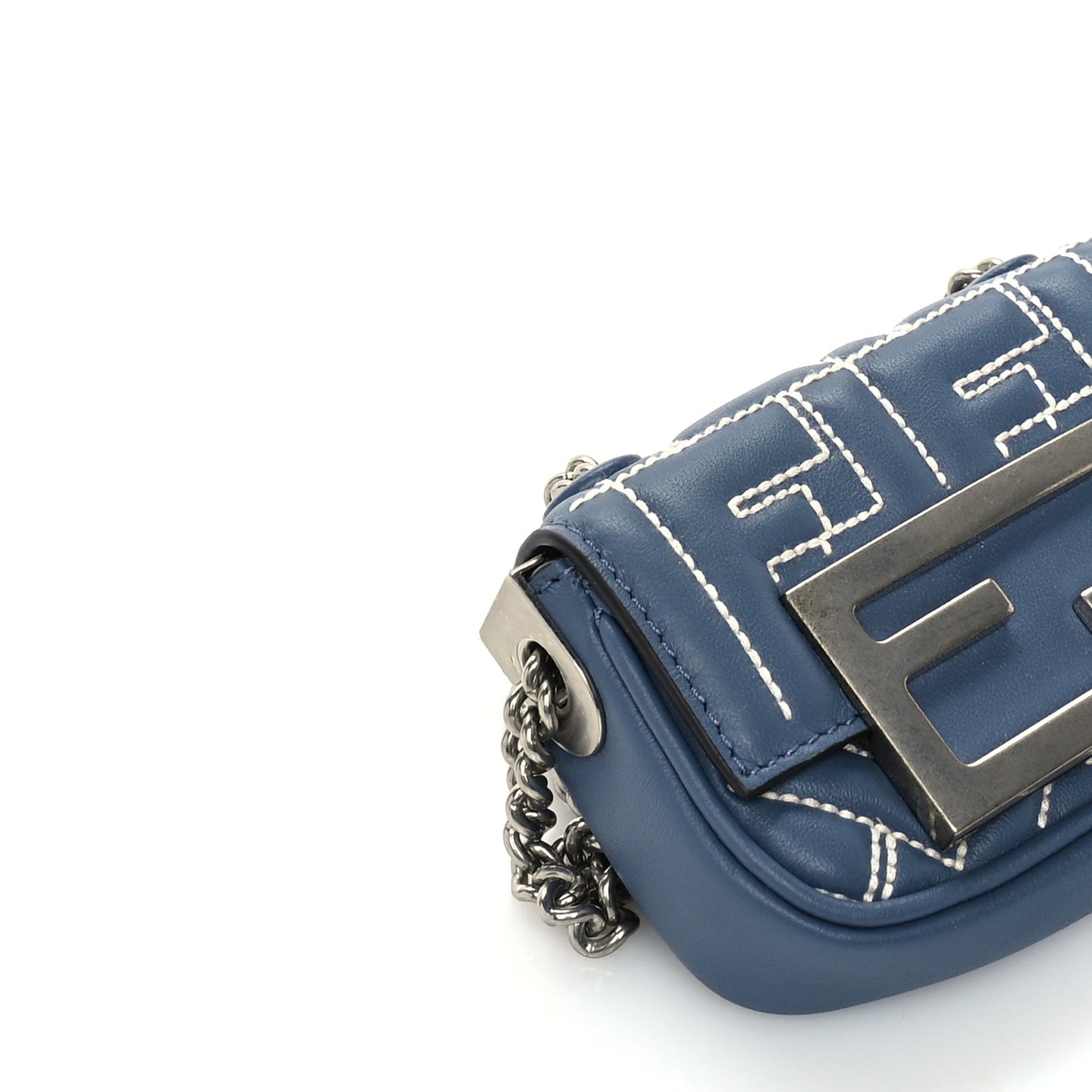 Nappa Matisse FF Embossed Nano Chain Baguette Blue