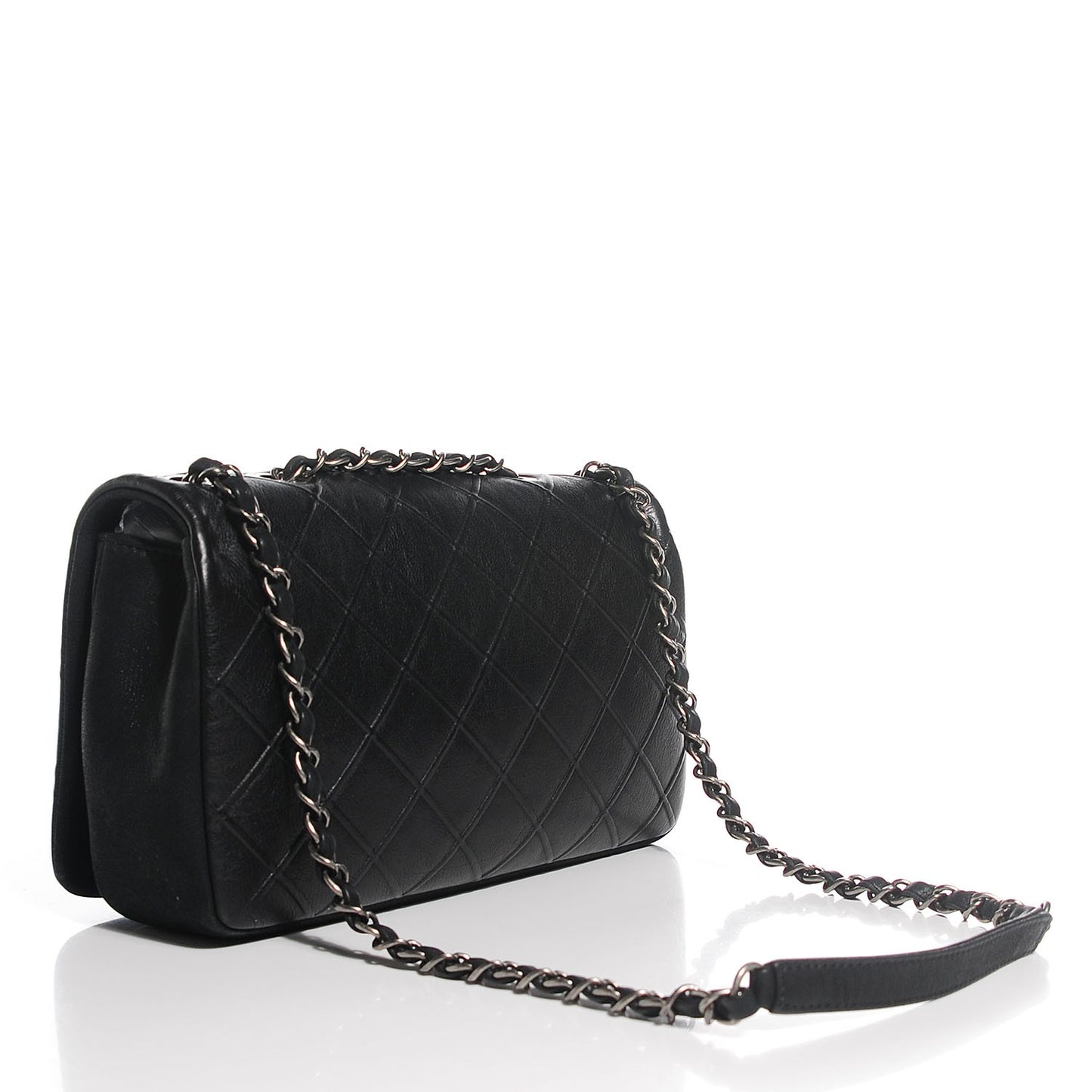 Calfskin Diamond Embossed New Chic Flap Black