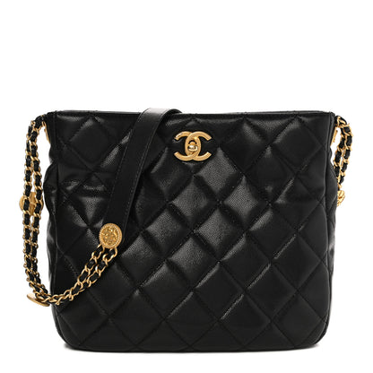 Chanel Caviar Quilted Twist Your Buttons Hobo Black 1 of 11