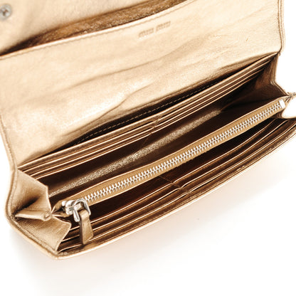 Miu Miu Metallic Lambskin Bow Flap Wallet Gold 5 of 6