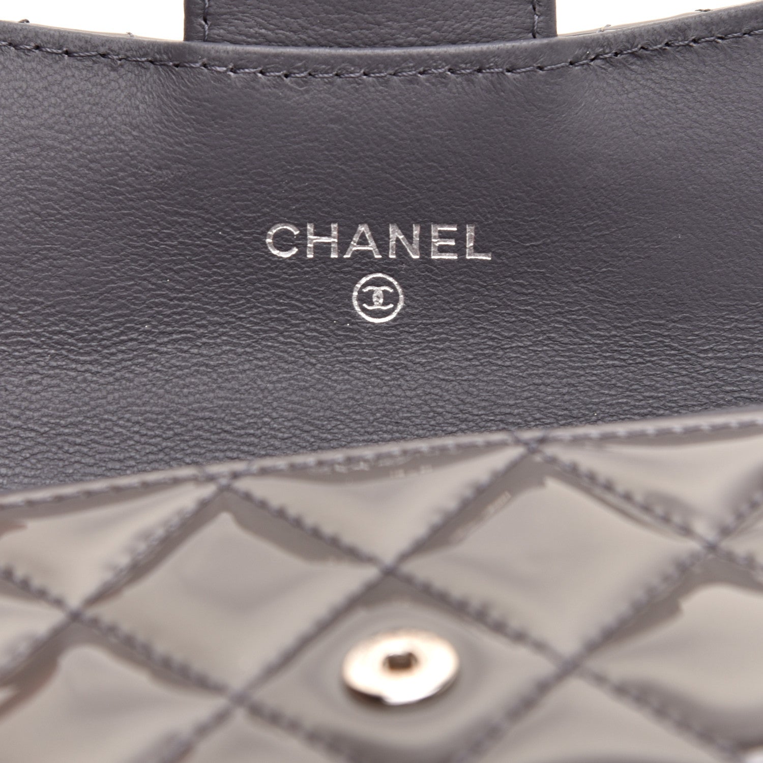 Chanel Patent Quilted Flap Card Holder Dark Grey 6 of 8