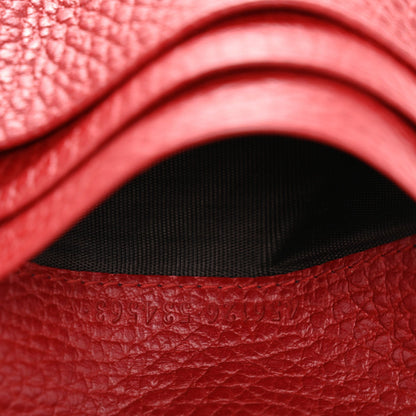 Gucci Pebbled Calfskin GG Marmont Card Case Hibiscus Red 7 of 7