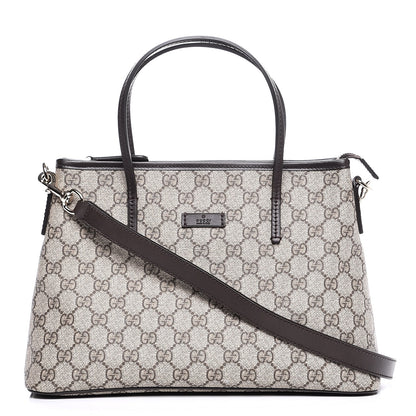 Gucci GG Supreme Monogram Small Zippered Tote Dark Brown 1 of 8