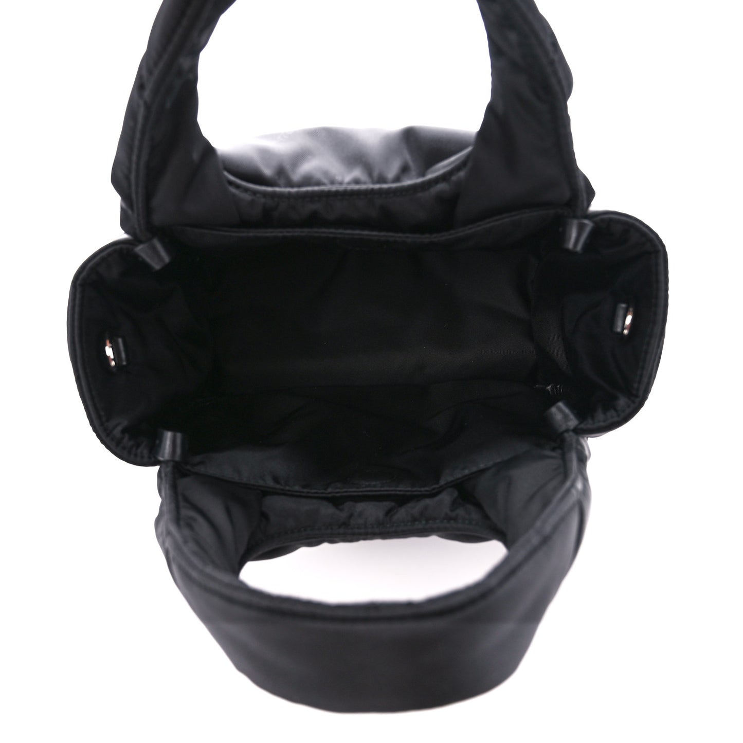 Re-Nylon Soft Padded Small Double Handled Shoulder Bag Black