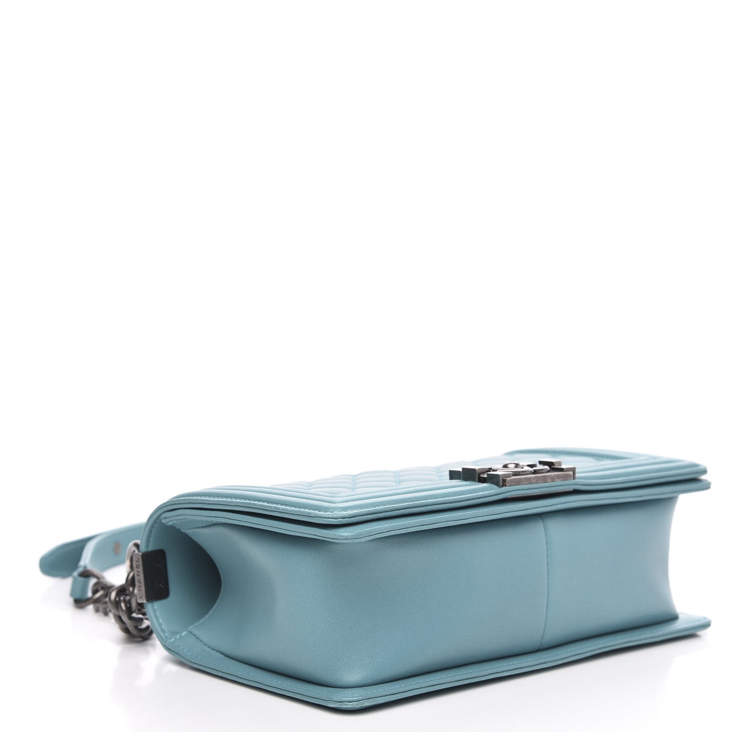 Lambskin Quilted Medium Boy Flap Turquoise