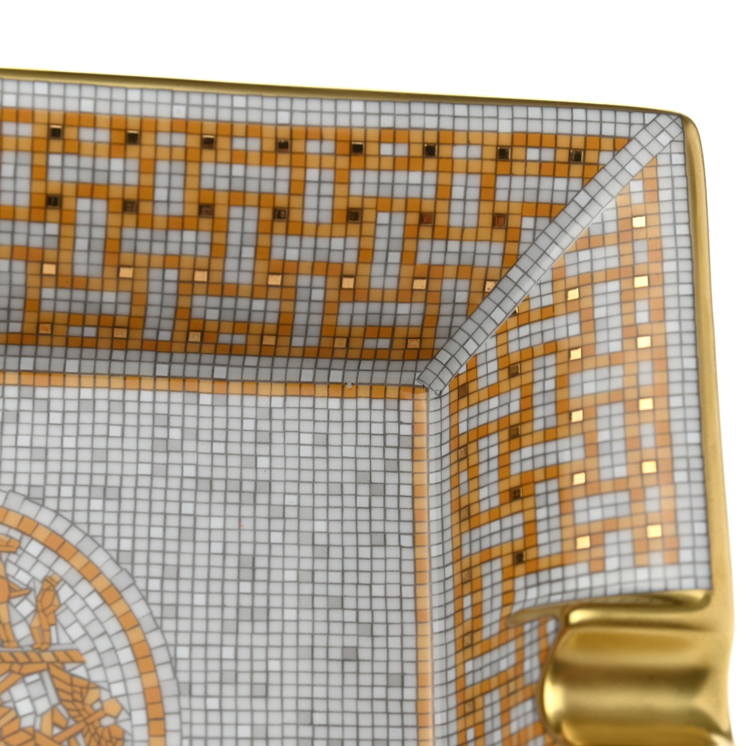 Hermes Porcelain Mosaique Au 24 Gold Ashtray 7 of 9
