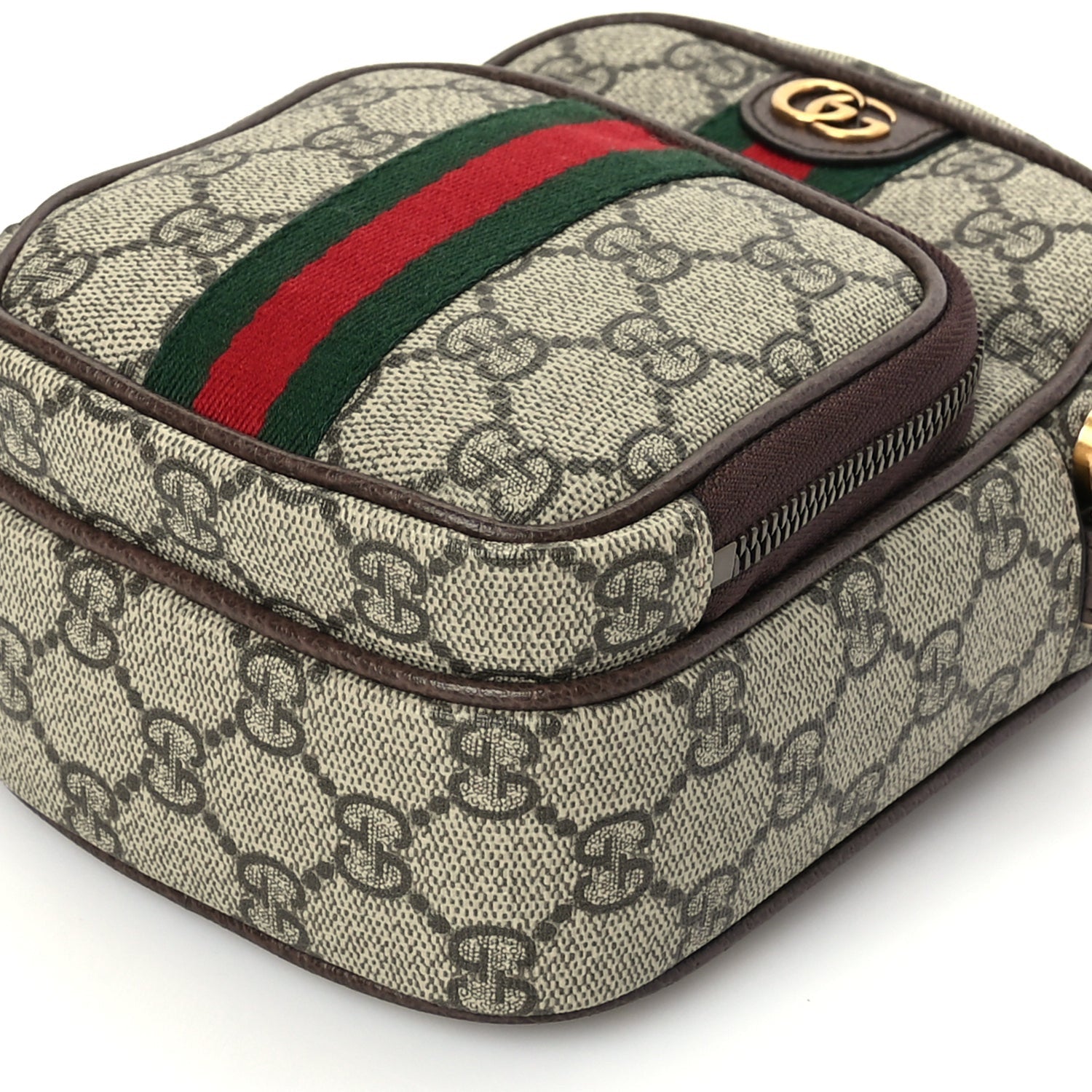 Gucci GG Supreme Monogram Web Mini Ophidia Double Zip Messenger Bag Beige New Acero 8 of 8