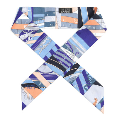 Hermes Silk Astrologie Nouvelle Twilly Ultraviolet Bleu Corail 1 of 5