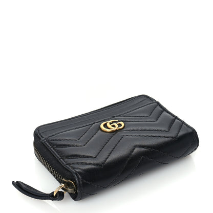 Gucci Calfskin Matelasse GG Marmont Zip Around Card Case Black 4 of 7