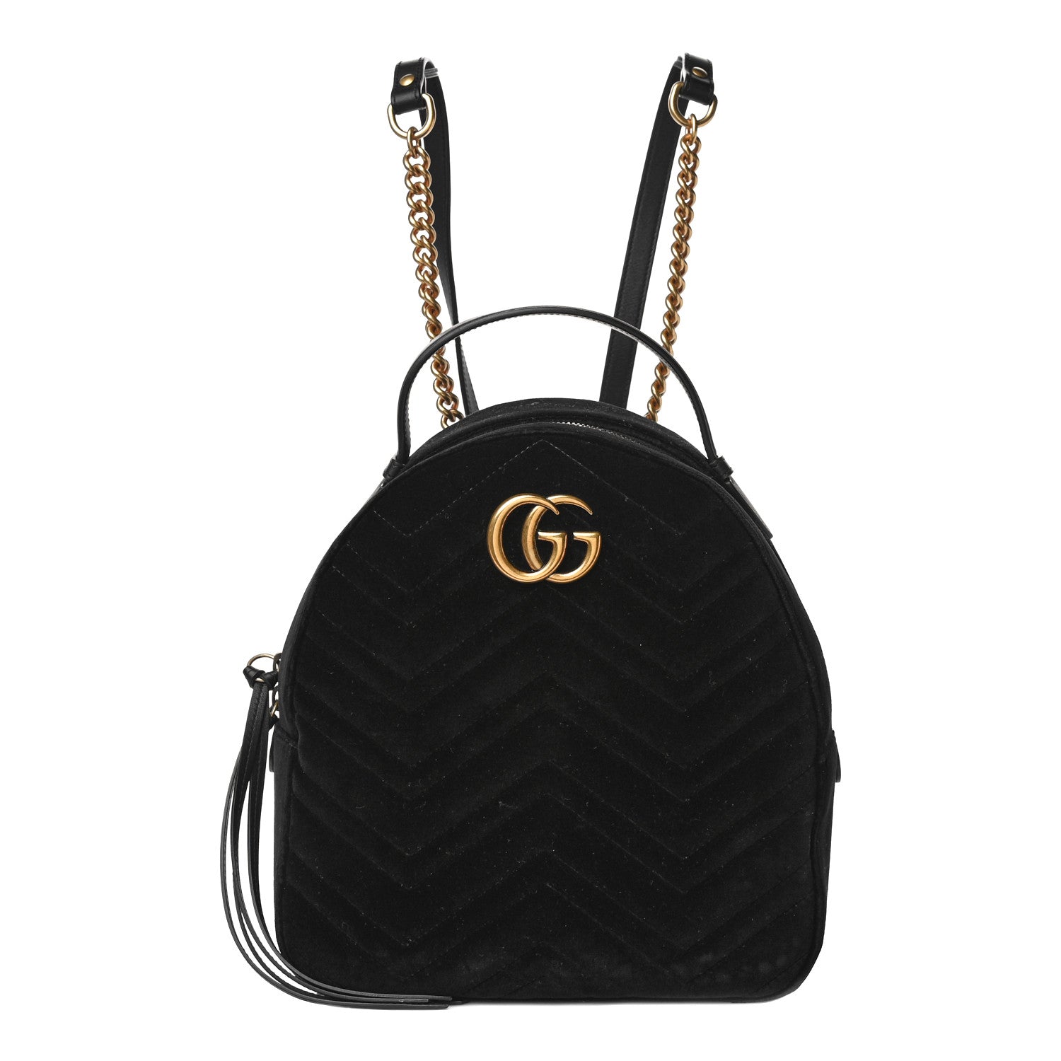 Gucci Velvet Matelasse GG Marmont Dome Backpack Black 1 of 10