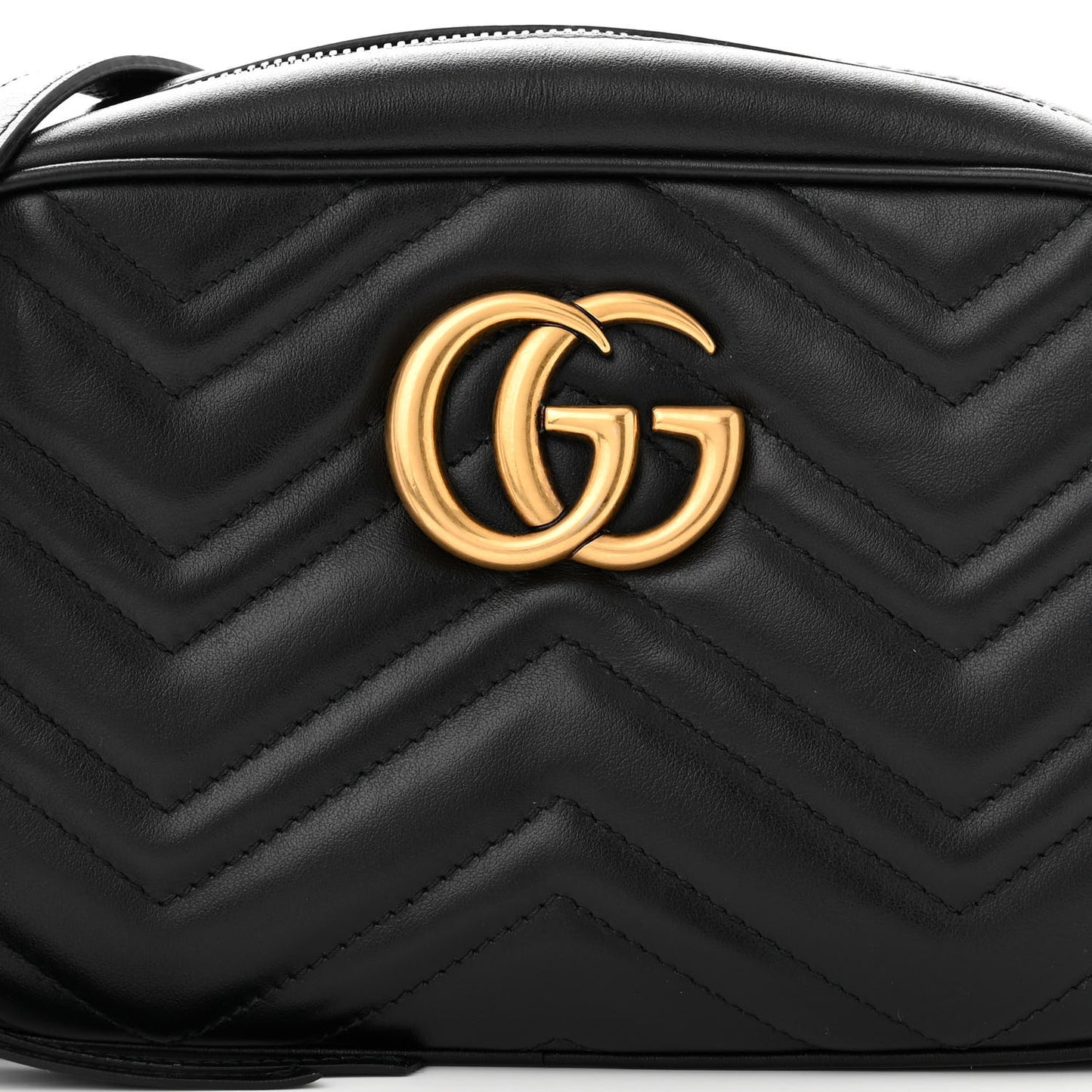 Calfskin Matelasse Small GG Marmont Chain Shoulder Bag Black