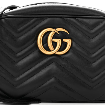 Gucci Calfskin Matelasse Small GG Marmont Chain Shoulder Bag Black 8 of 14