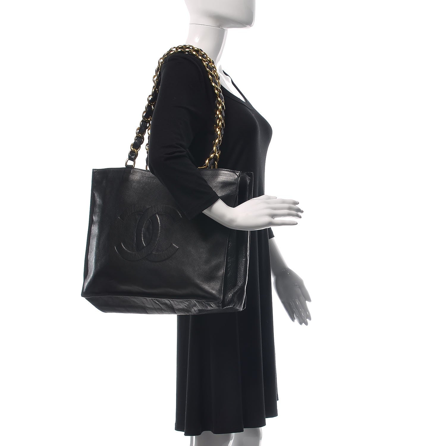 Chanel Lambskin CC Tote Black 2 of 8