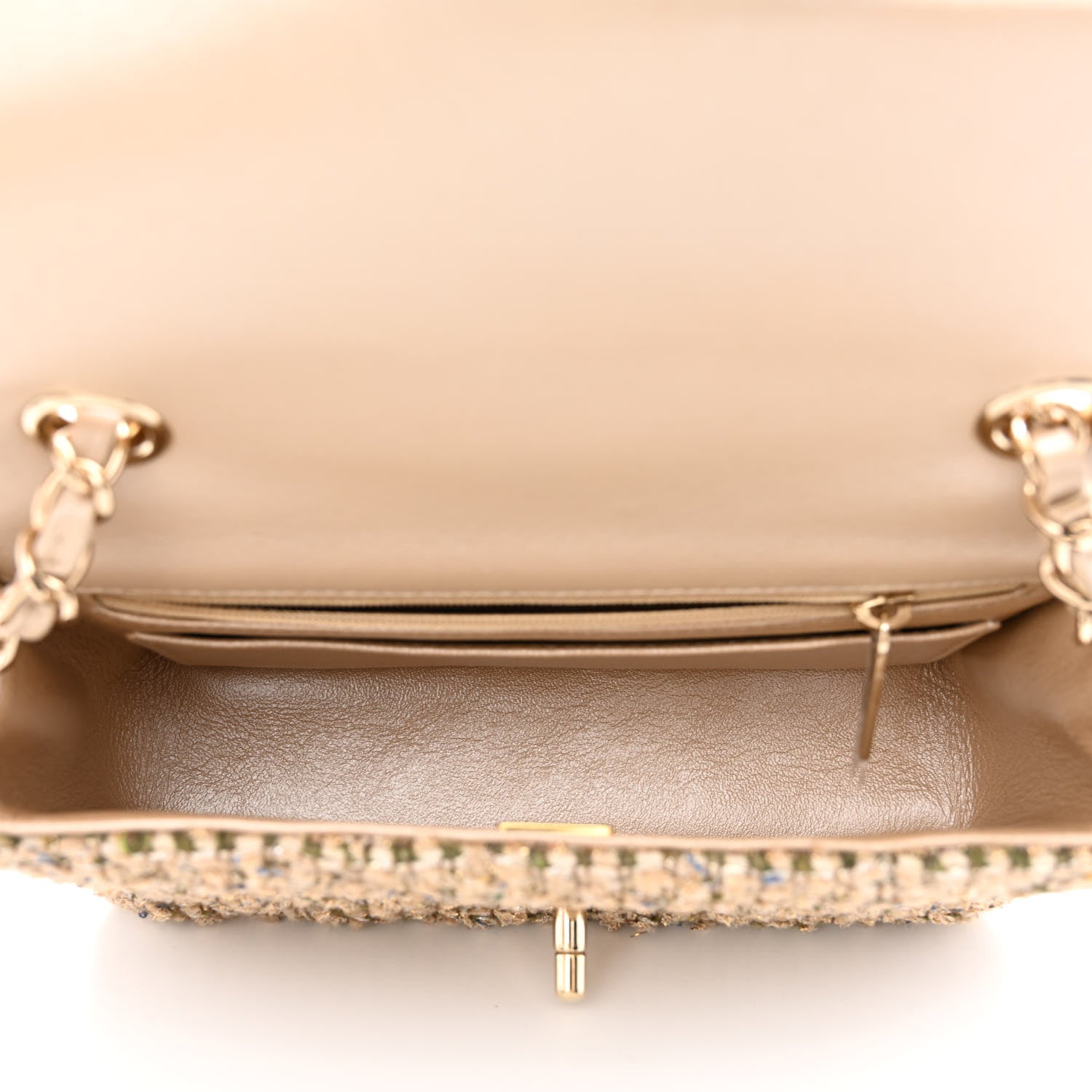 Chanel Tweed Quilted Mini Rectangular Flap Beige 5 of 10