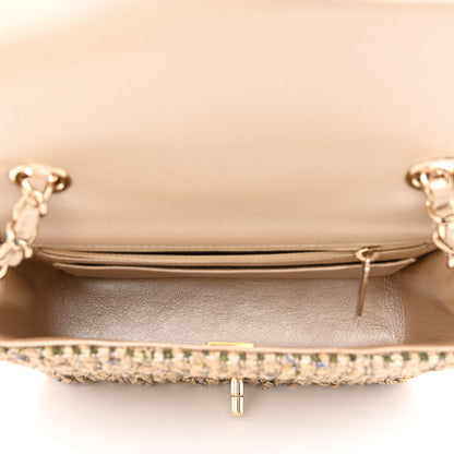 Chanel Tweed Quilted Mini Rectangular Flap Beige 5 of 10