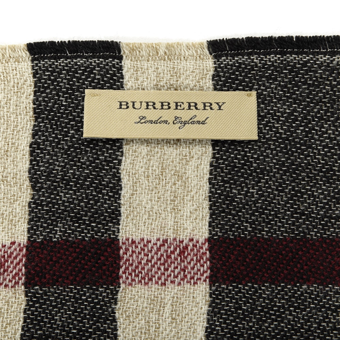 Wool Giant Check Scarf Black