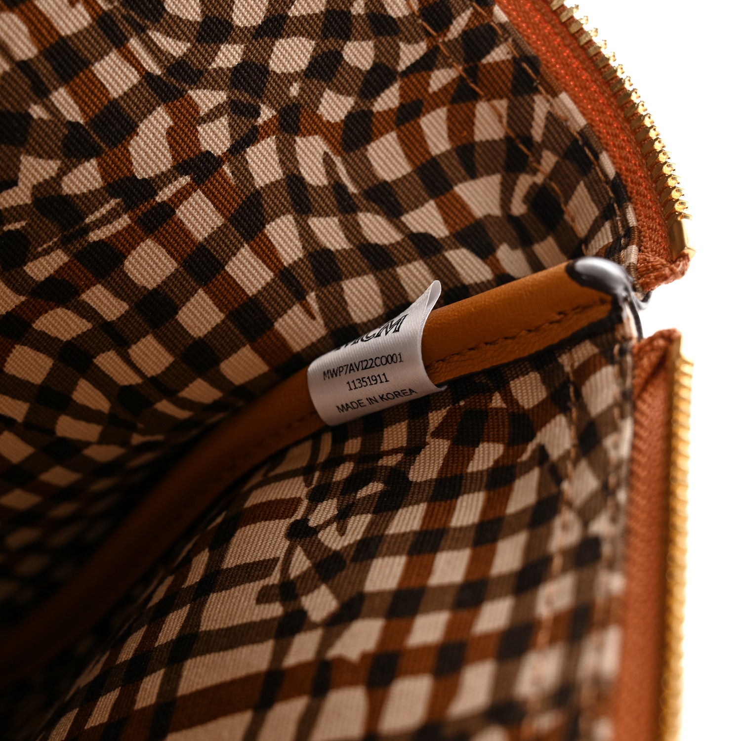 MCM Visetos Liz Shopper Tote Pouch Cognac 7 of 7